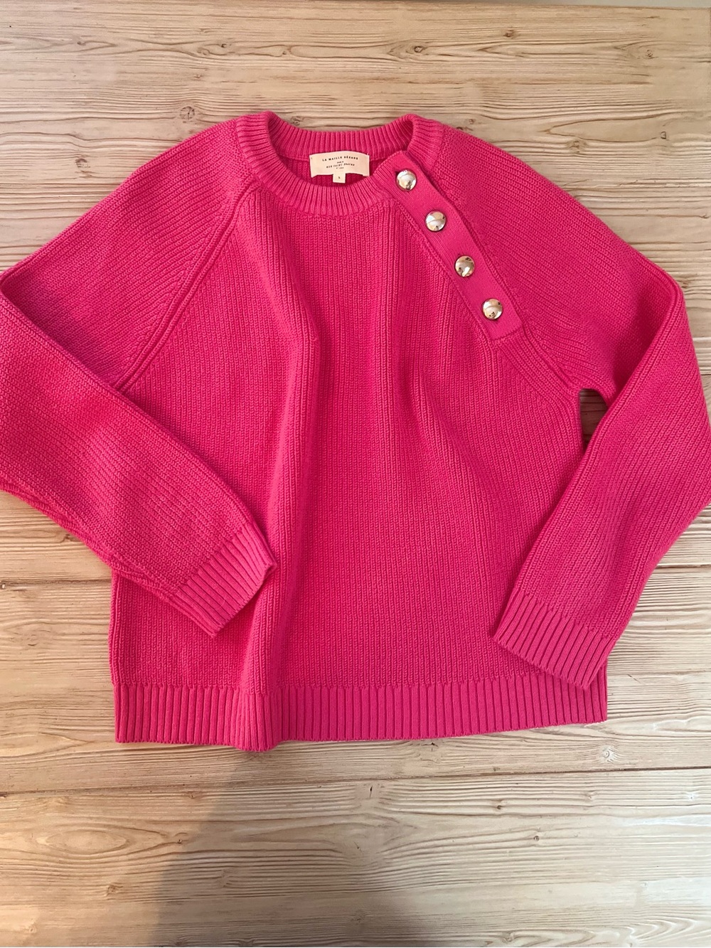 Sézane Gary Jumper Pink Creation Magnolia Button Shoulder Sweater Small